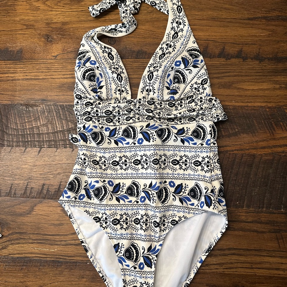 Boden Blue and Black One Piece Swimwear